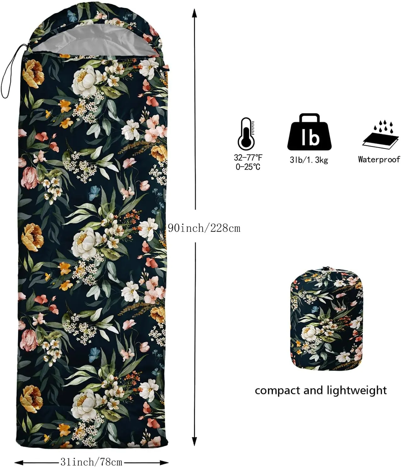 Axolotl Black Cats Sleeping Bag for Kids Adults–Lightweight Warm Cold Weather Sleeping Bags,Waterproof Portable Sleeping Bag for Camping,3 Season Cold Weather Sleeping Bag,Sleeping Bag for Hiking