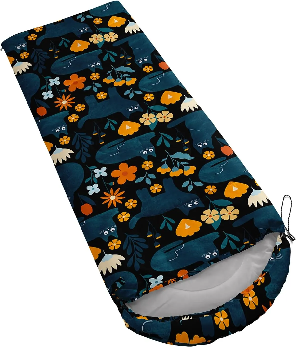 Axolotl Penguin Star Sleeping Bag,3 Season Warm and Cool Weather Moon Cloud Sleeping Bag for Boys Girls Teens,Waterproof Lightweight Lovely Animal Sleeping Bag for Traveling,Outdoors Camping,Navy Blue