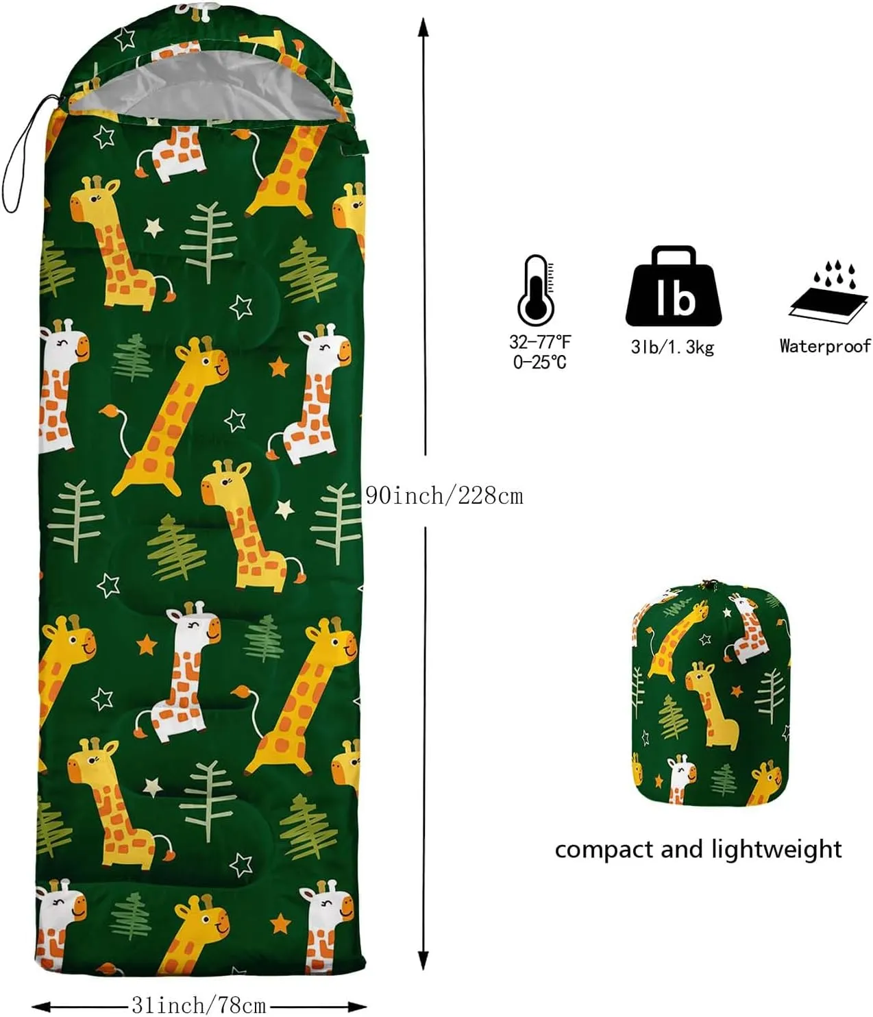 Axolotl Polar Bear Sleeping Bag for Kids Girls,Pink Strawberry Camping Bag with Kawaii Animals Compression Sack for Women,Pink Sleeping Mat for 3 Season Traveling Outdoor Hiking Camping Gear Equipment