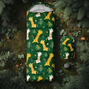 Axolotl Polar Bear Sleeping Bag for Kids Girls,Pink Strawberry Camping Bag with Kawaii Animals Compression Sack for Women,Pink Sleeping Mat for 3 Season Traveling Outdoor Hiking Camping Gear Equipment