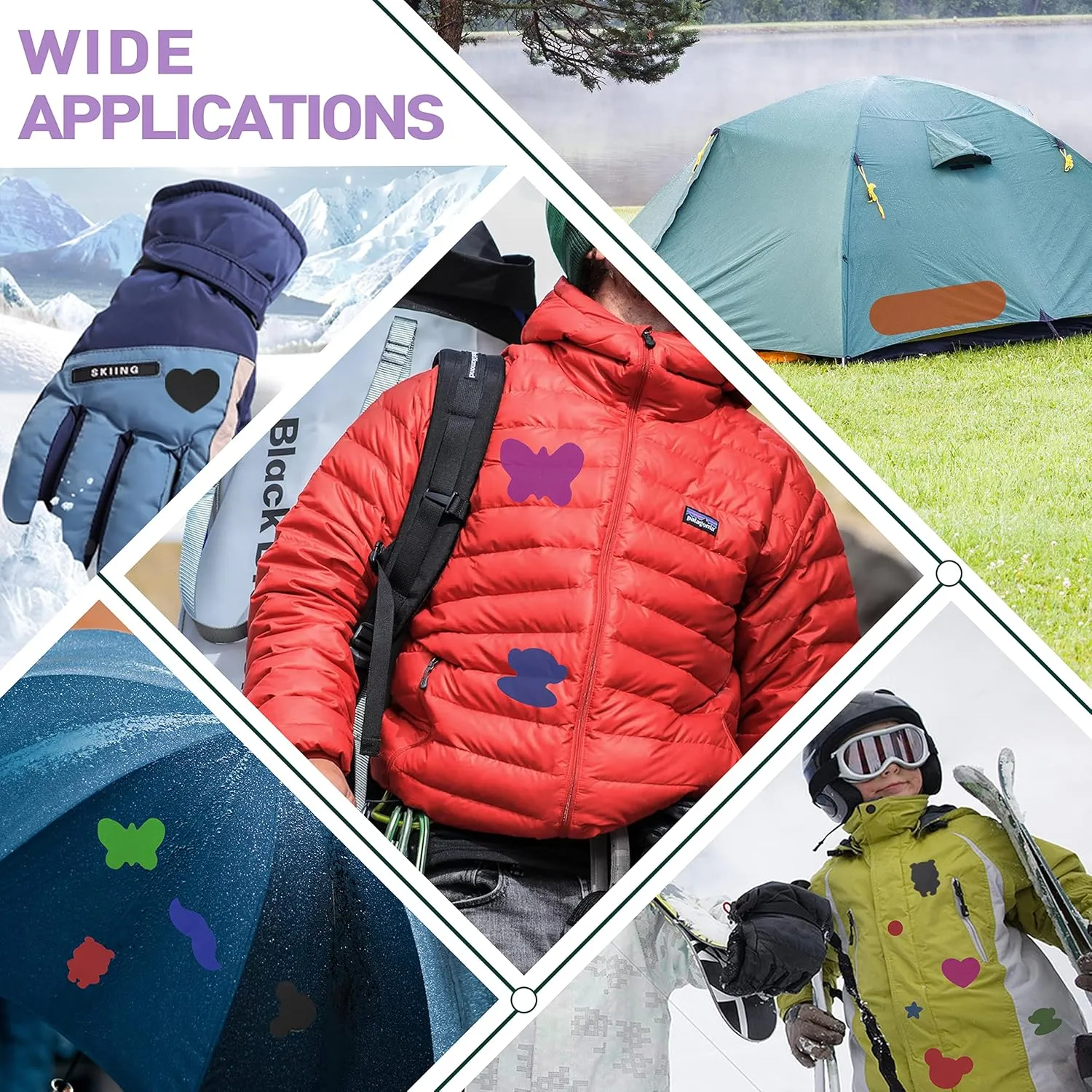 Azobur 2-Pack Nylon Repair Patches Self Adhesive Vinyl Outdoor Camping Gear Repair Kit,Waterproof Fabric Repair Patches for Down Jacket, Tent, Sleeping Bag （10X20cm）