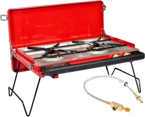 Backcountry Camping BBQ Stove, Folding Double Oven Range and Grill, Compact Gas for or Festivals