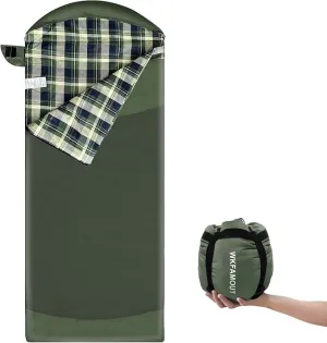 Backpacking Flannel Sleeping Bag Lightweight for Adults Hiking Ultralight Compact Sleeping Bag Portable Warm Weather Summer with Compression Sack