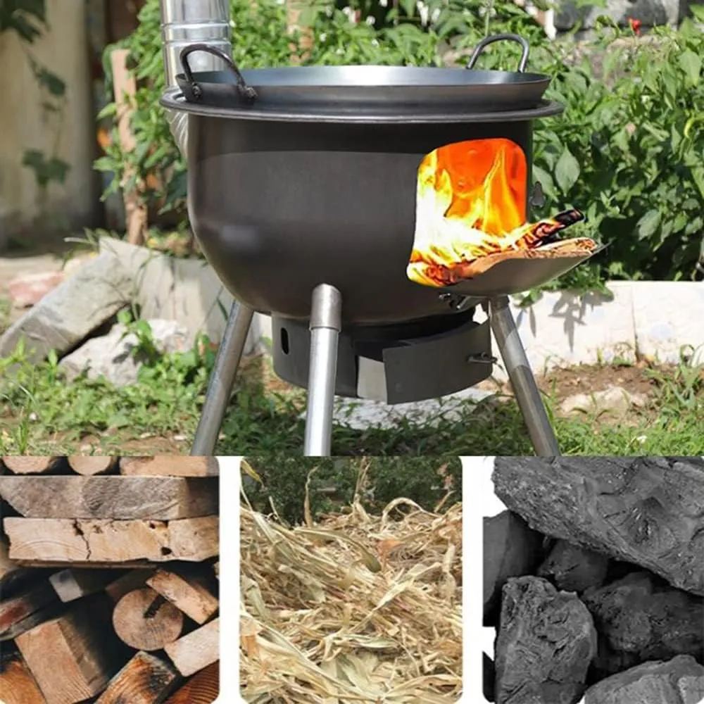 Bad RequestCamping Wood Burning Stove, Stainless Steel Compact Portable Foldable Mini Mult Fuel Camp Stove with Storage Bag,Steel,S14*14 * 21cm