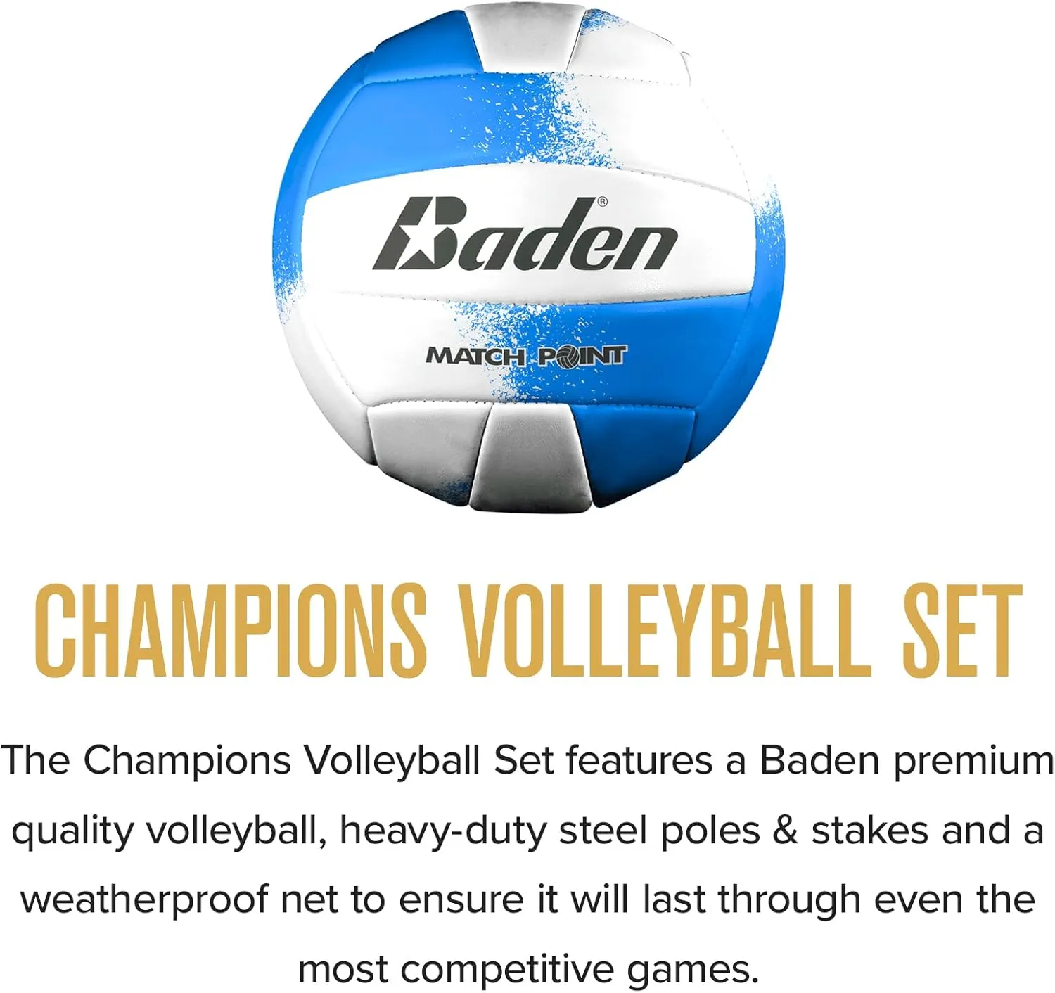 Baden Volleyball Net Set, Volleyball Bag, Adjustable Poles, & Boundary Lines, Portable Volleyball Net for Backyard or Outdoor Activities for Men, Women & Kids