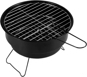 Barbecue Grill Mini Round BBQ Grill Foldable Charcoal BBQ Grill Non-Stick Surface Portable Outdoor Travel Patio Stove for Camping Travel (Color : Black Size : 26.5x24cm) (Black 26.5x24cm)