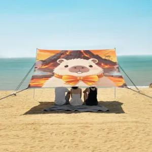 Beach Shade Tent with UPF50  UV Protection,Capybara Volcanoes and Hot Springs Lightweight Camping Sun Shelter for Outdoor,Camping Trips, Fishing, Backyard,Picnics,Easy Set Up and Carry 9x10.5 FT