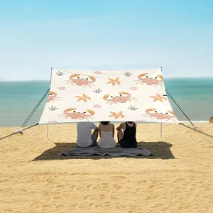 Beach Shade Tent with UPF50  UV Protection,Cartoon Crabs and Starfish Lightweight Camping Sun Shelter for Outdoor,Camping Trips, Fishing, Backyard,Picnics,Easy Set Up and Carry 9x10.5 FT