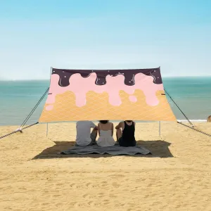 Beach Shade Tent with UPF50  UV Protection,Chocolate Strawberry Ice Cream Lightweight Camping Sun Shelter for Outdoor,Camping Trips, Fishing, Backyard,Picnics,Easy Set Up and Carry 9x10.5 FT