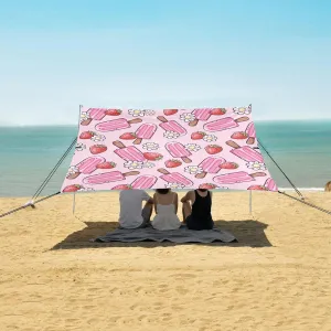 Beach Shade Tent with UPF50  UV Protection,Cool Pink Ice Cream Sticks Lightweight Camping Sun Shelter for Outdoor,Camping Trips, Fishing, Backyard,Picnics,Easy Set Up and Carry 9x10.5 FT