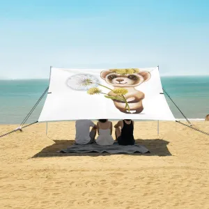 Beach Shade Tent with UPF50  UV Protection,Ferret with Dandelions Lightweight Camping Sun Shelter for Outdoor,Camping Trips, Fishing, Backyard,Picnics,Easy Set Up and Carry 9x10.5 FT