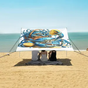 Beach Shade Tent with UPF50  UV Protection,Funny Lemon Blue Crabs Lightweight Camping Sun Shelter for Outdoor,Camping Trips, Fishing, Backyard,Picnics,Easy Set Up and Carry 9x10.5 FT