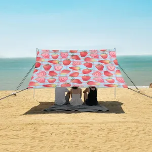 Beach Shade Tent with UPF50  UV Protection,Hand Drawn Watercolor Strawberry Lightweight Camping Sun Shelter for Outdoor,Camping Trips, Fishing, Backyard,Picnics,Easy Set Up and Carry 9x10.5 FT