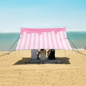 Beach Shade Tent with UPF50  UV Protection,Pink Ice Cream Bakery Lightweight Camping Sun Shelter for Outdoor,Camping Trips, Fishing, Backyard,Picnics,Easy Set Up and Carry 9x10.5 FT