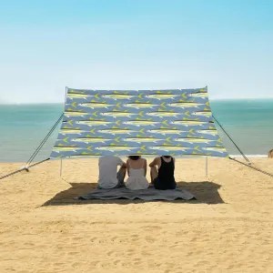 Beach Shade Tent with UPF50  UV Protection,Yellow Tuna Fish Pattern Lightweight Camping Sun Shelter for Outdoor,Camping Trips, Fishing, Backyard,Picnics,Easy Set Up and Carry 9x10.5 FT