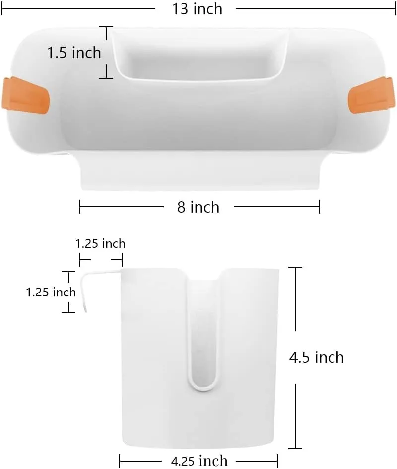 Bedside Caddy Hanging Basket Organizer with Hooks Dorm Bunk Beds Shelf Night Table Storage Holder for Remote Controls Magazines Phone Glasses Bottle (Kumquat)