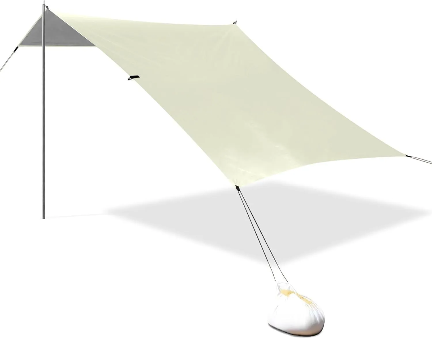 Beige Neutral Plain Beach Tent UPF50  Easy Setup Portable Sunshade with Sturdy Poles, Sandbags and Shovel for Camping, Picnics, Backyard