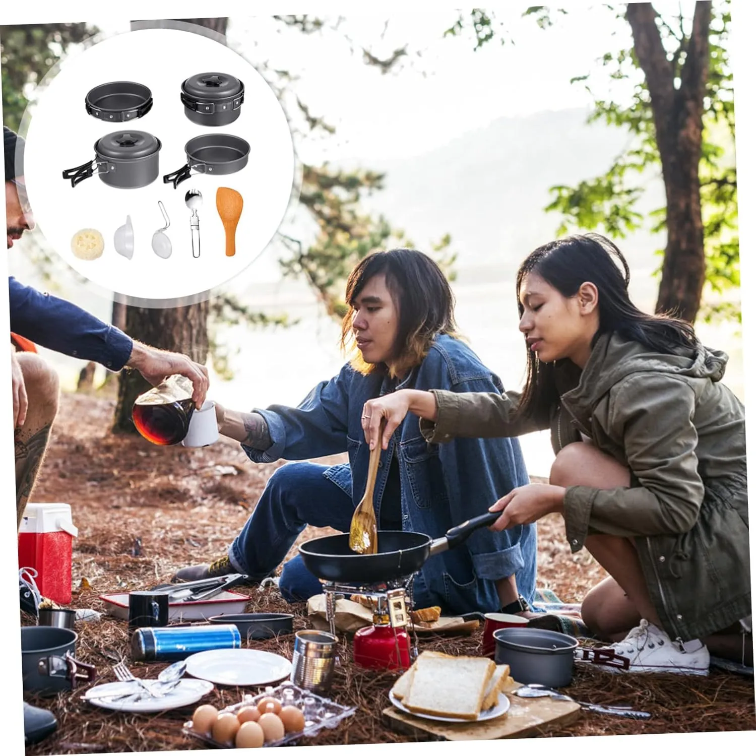 BESPORTBLE 3 Sets Outdoor Pot Aluminum Alloy Travel Cooking Utensils Light