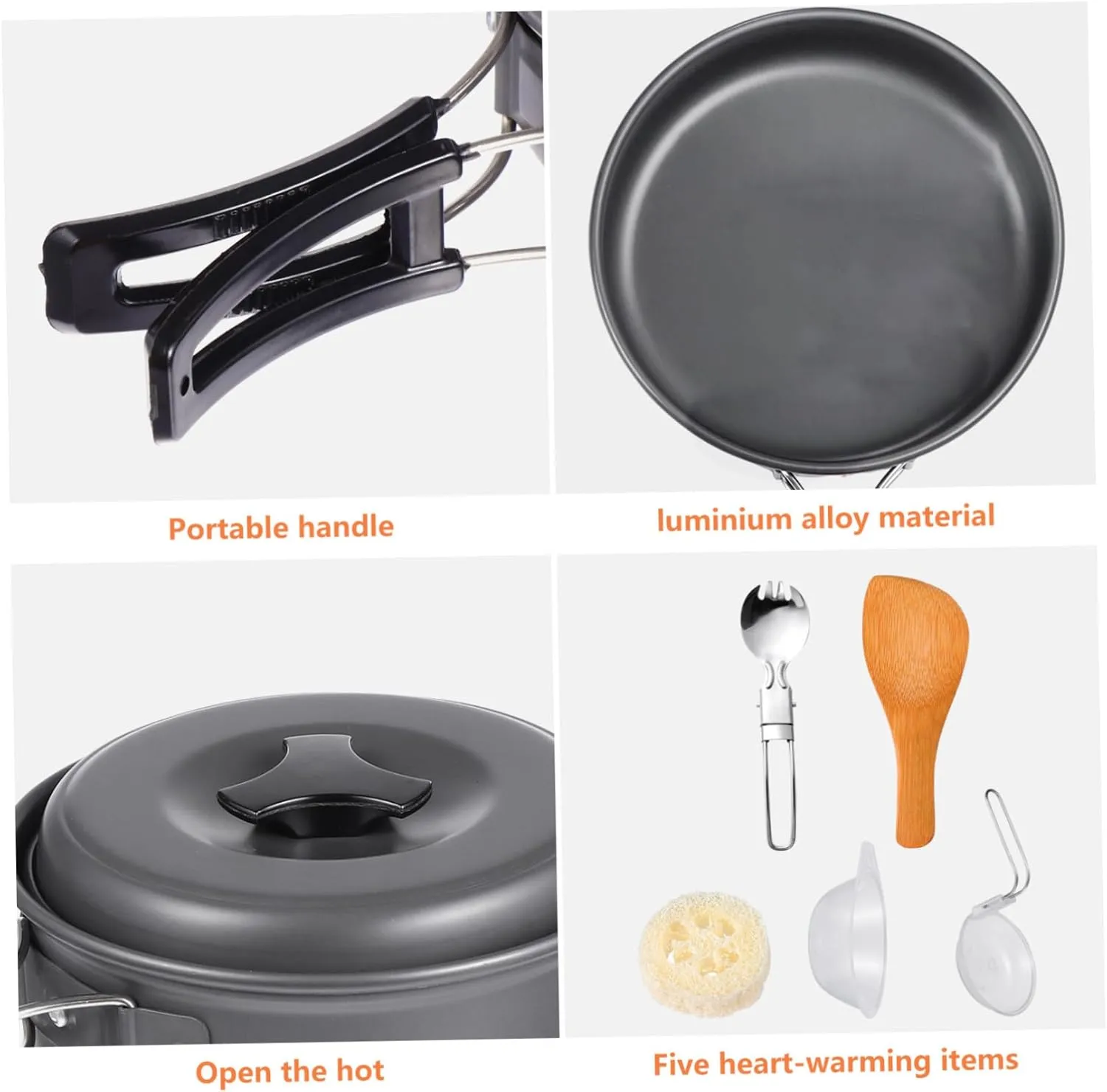 BESPORTBLE 3 Sets Outdoor Pot Aluminum Alloy Travel Cooking Utensils Light