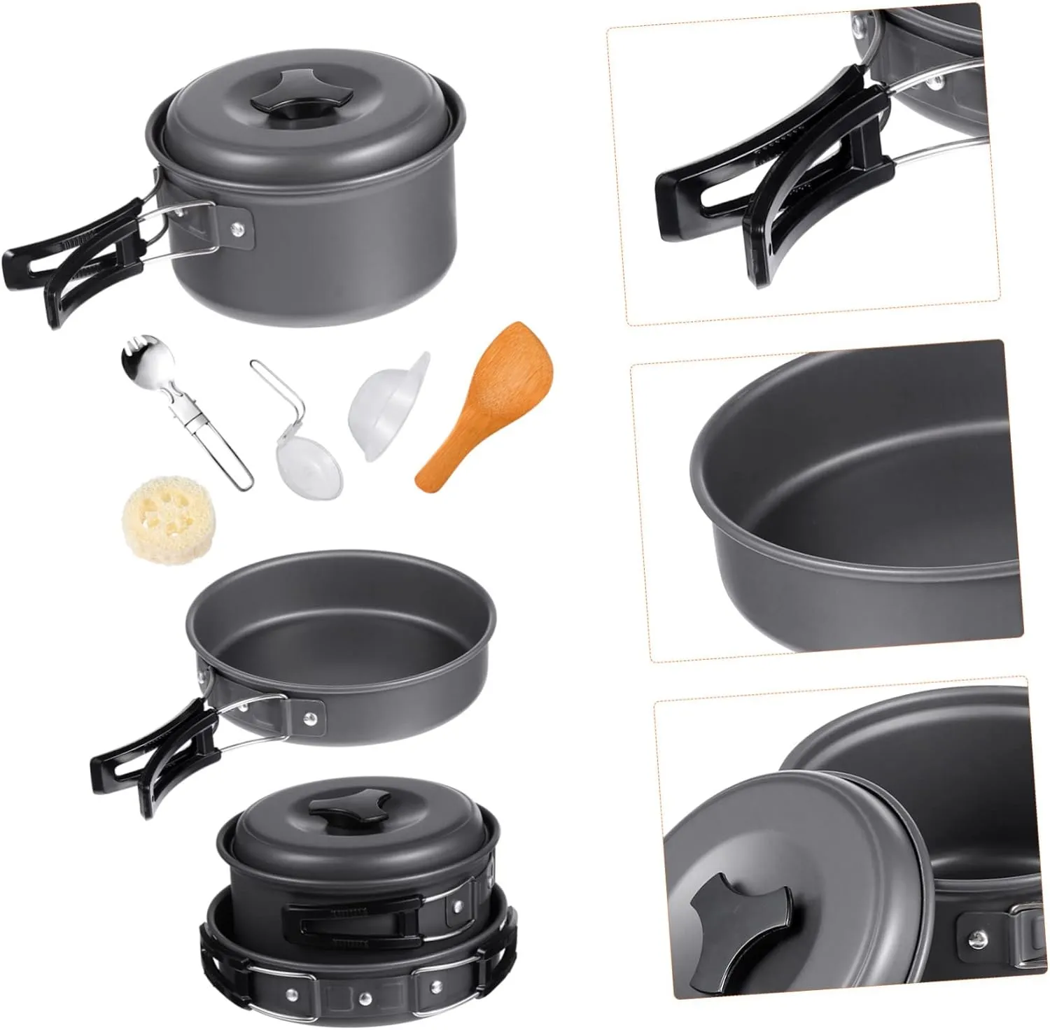 BESPORTBLE 3 Sets Outdoor Pot Aluminum Alloy Travel Cooking Utensils Light