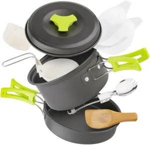 BESPORTBLE Outdoor Pots Set Titanium Camping Cookware Folding Camping Silverware Easy to Clean Compact Design