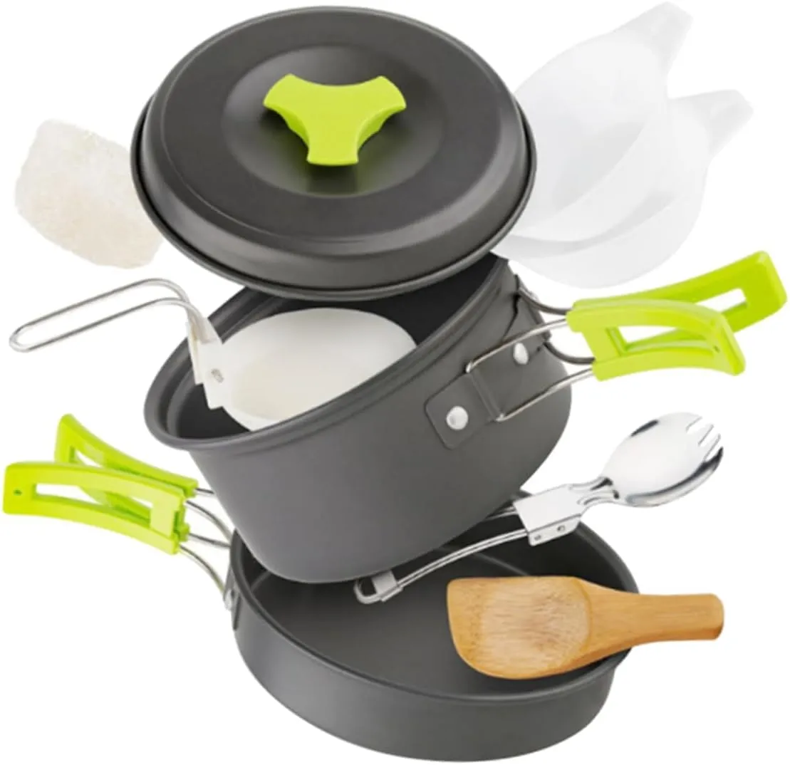 BESPORTBLE Outdoor Pots Set Titanium Camping Cookware Folding Camping Silverware Easy to Clean Compact Design