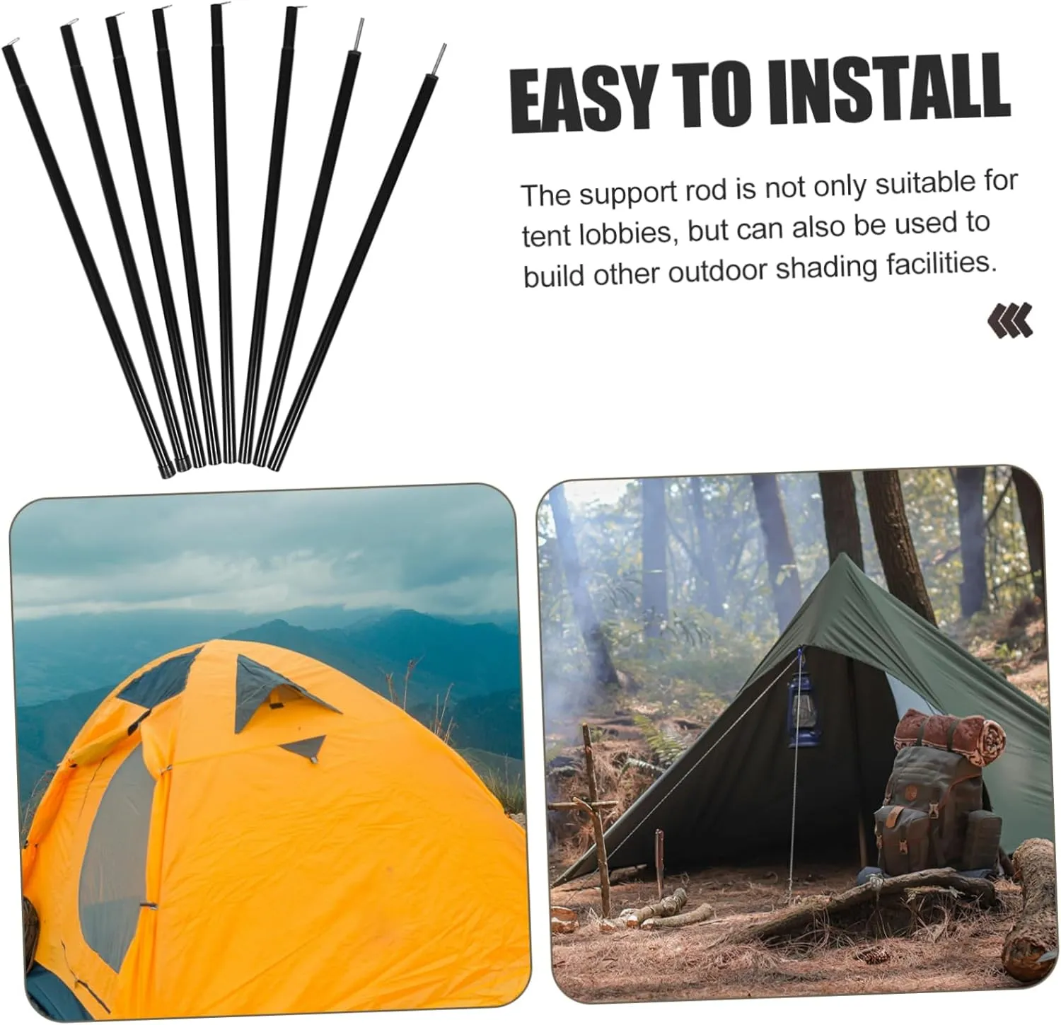 BESPORTBLE Tent Stand Tents Adjustable Tent Poles Camping Tent Poles Tarp Poles Camping Tent Rod Tent Frame Tent