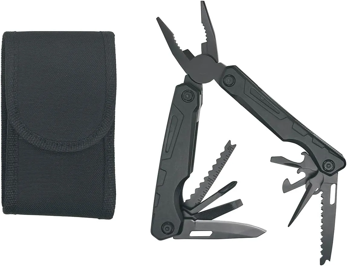 Best Buddy Tools® Tactical Survival Multi-Tool Pliers – 12-in-1 Stainless Steel Folding Tool with Nylon Pouch – Includes Knife, Saw, Screwdrivers, Bottle Opener, and More – Compact EDC Gear