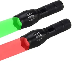 BESTSUN Predator Light 350 Yards Zoomable Green and Red Light Night Hunting Flashlights Coyotes Varmints Hog Hunt Tactical LED Flashlight