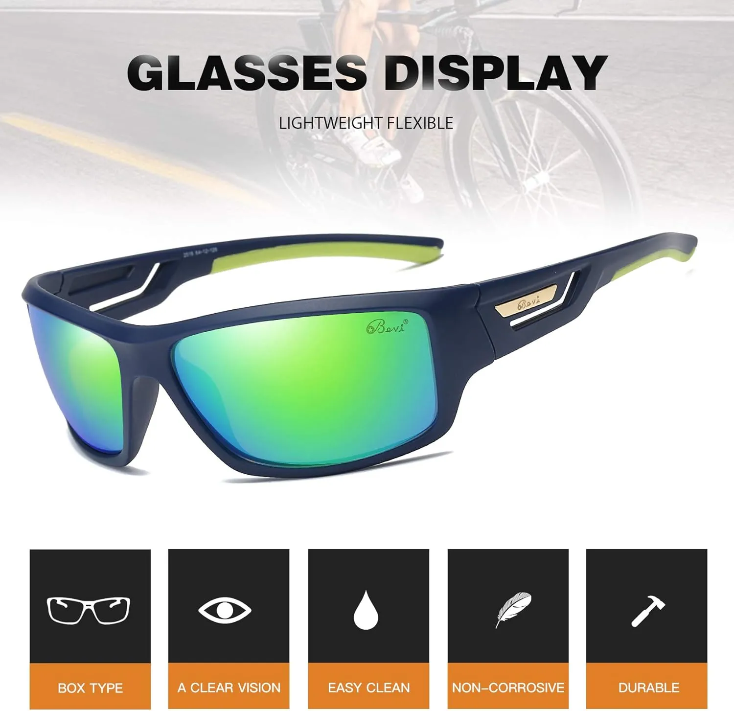Bevi Polarized Sports Sunglasses TR90 Unbreakable Frame for Men Women Running Cycling Baseball