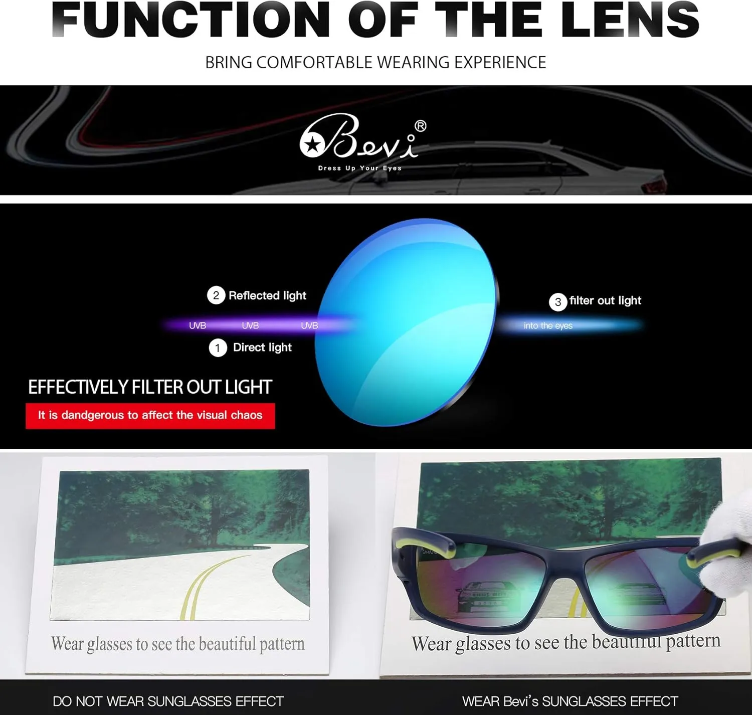 Bevi Polarized Sports Sunglasses TR90 Unbreakable Frame for Men Women Running Cycling Baseball