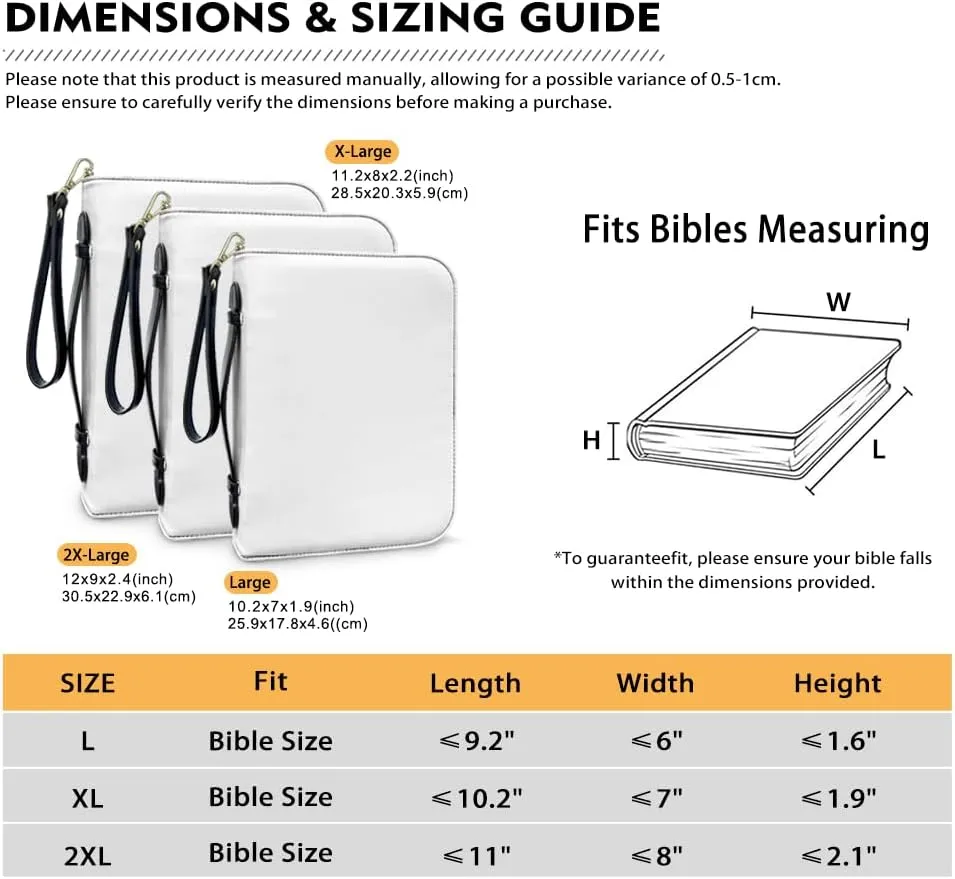 Bible Bag with Black Ribbon for Women Men Bible Cover Carry Case Waterproof Church Bag Portable Handle and Zipper