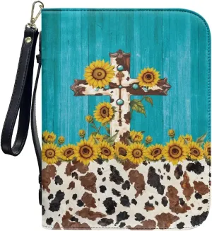 Bible Bag with Black Ribbon for Women Men Bible Cover Carry Case Waterproof Church Bag Portable Handle and Zipper