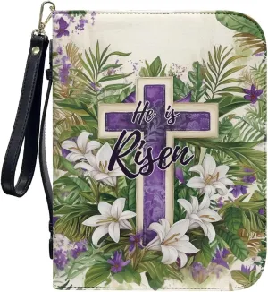 Bible Cover with Black Ribbon Study Bible Tote Bag Zip Carrying Case Handle and Pocket Bible Bag for Men & Women