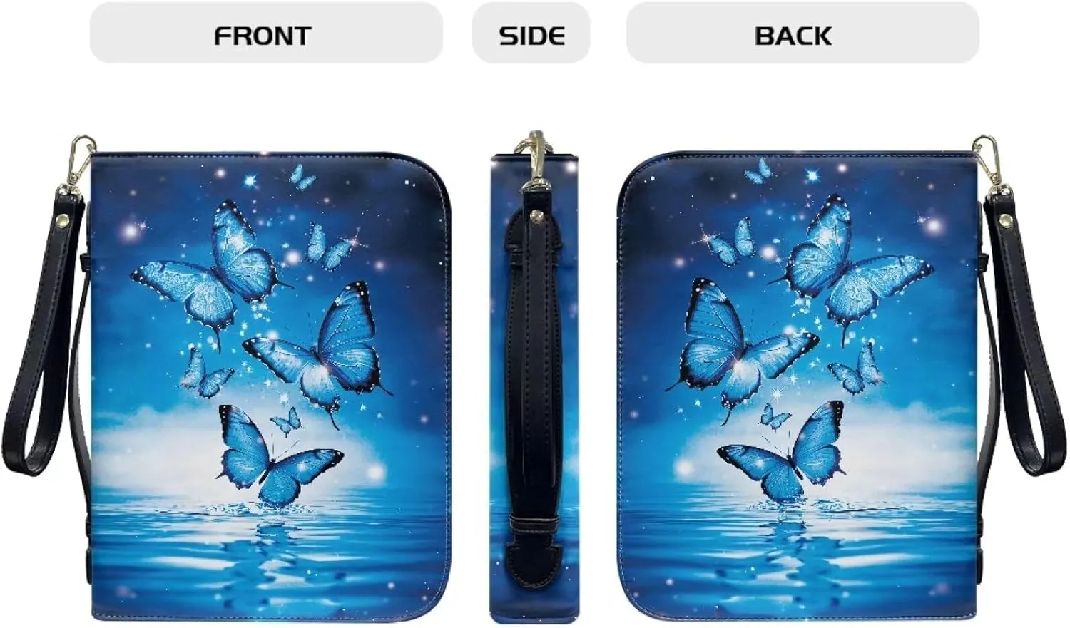 Bible Cover with Black Ribbon Study Bible Tote Bag Zip Carrying Case Handle and Pocket Bible Bag for Men & Women