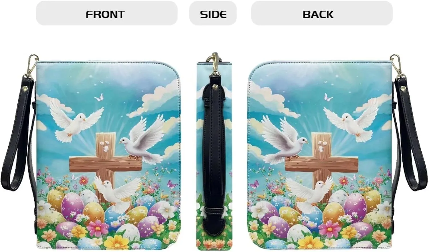 Bible Cover with Black Ribbon Study Bible Tote Bag Zip Carrying Case Handle and Pocket Bible Bag for Men & Women