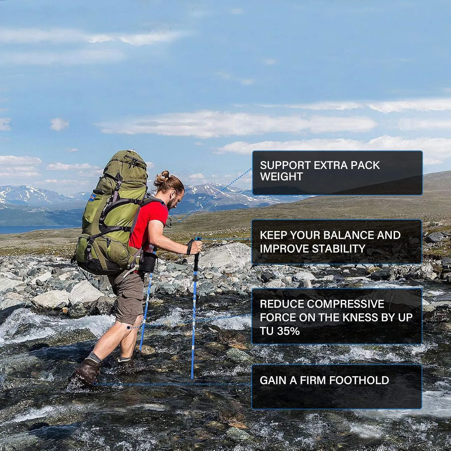 BISINNA Collapsible Trekking Hiking Poles- 2 Pack Folding Aluminum Walking Sticks with Quick Lock System 4 Season Accessories,Telescopic, Adjustable, Lightweight for Men Women
