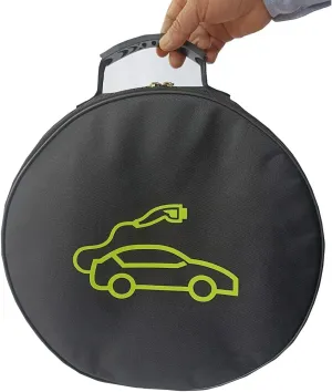 black 1pc jumper cable bag, car storage bag for charger, cable organizer, Includes EV charging cables for electric vehicles (Circle)