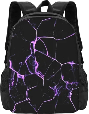 Black And Purple Marble Lightweight Packable Backpack Travel Casual Large Capacity Daypack Foldable Backpack For Men Women