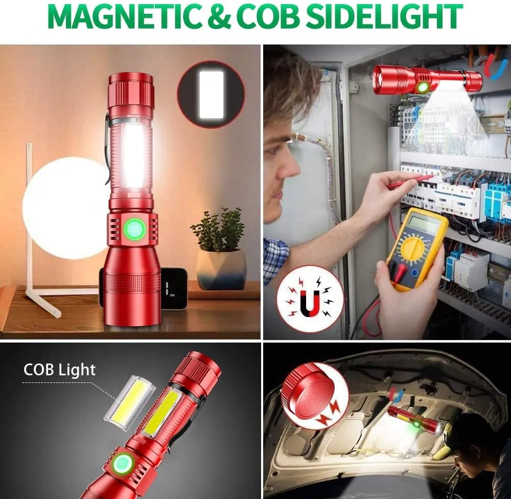 Black Light Flashlight, 3 in-1 Rechargeable Flashlights, UV Light Magnetic LED Flashlight High Lumens, 7 Mode Camping Waterproof Flashlight for Pet Urine Detection