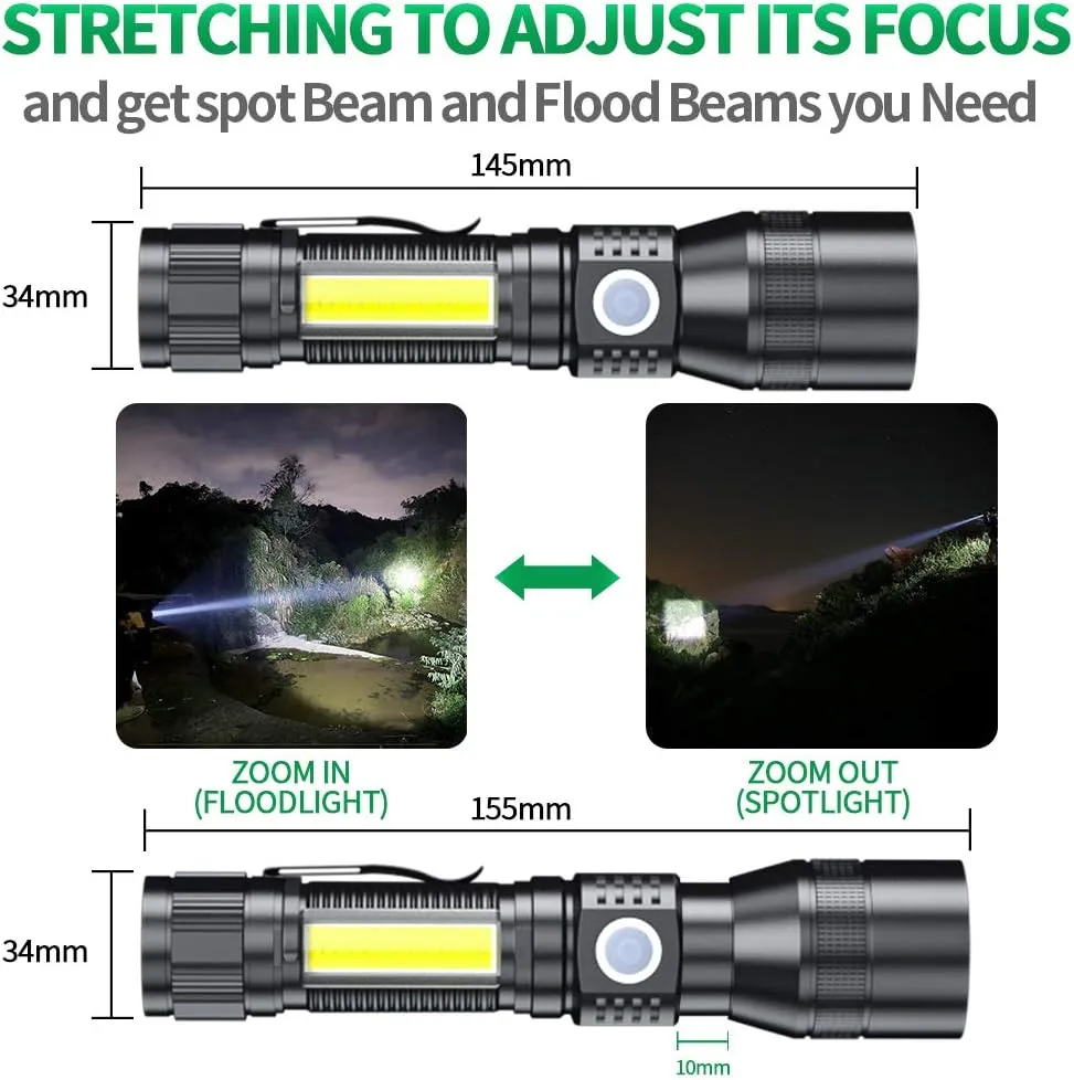Black Light UV Flashlight, 3-in-1 Magnetic Rechargeable Flashlight, High Lumens Zoomable Beam LED Flash Light, 7 Modes Waterproof Tactical Flashlight for Emergencies, Camping, Pet Urine Detection