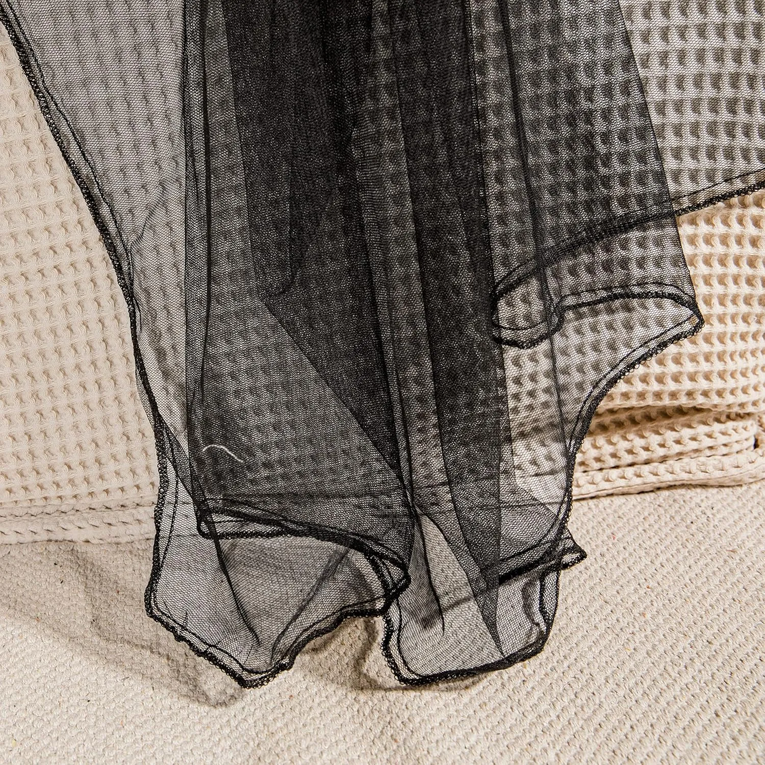 Black Mosquito Net for Single to King-Sized Beds – 2 Side Openings & 6 Hanging Loops – Decorative Rectangular Shape for Home & Travel – Bed Canopy Hanging Kit & Carrying Bag Included