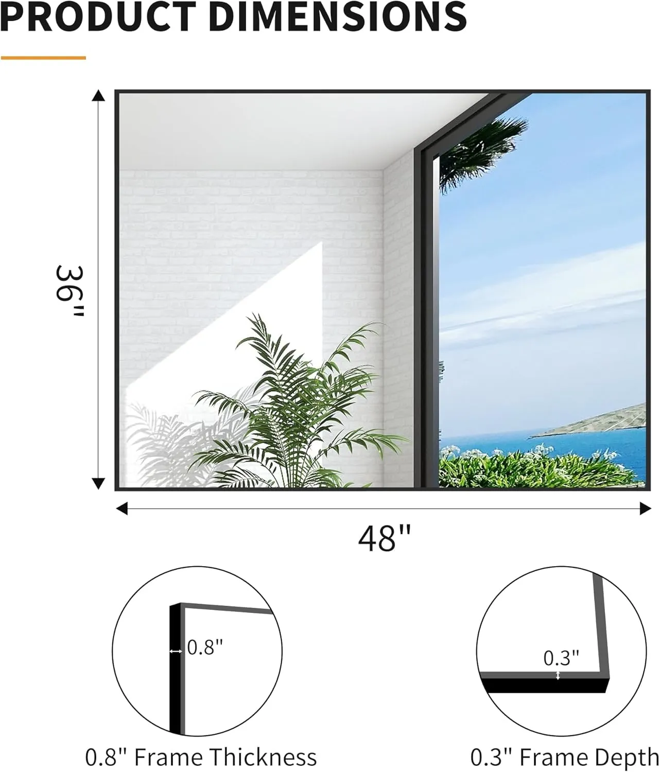 Black Rectangle Mirror, 36"x48" Bathroom Mirrors for Over Sink, Large Black Wall Mounted Mirror, Metal Framed Mirror for Wall, Vanity Mirror for Bathroom Living Room Bedroom Dining Room
