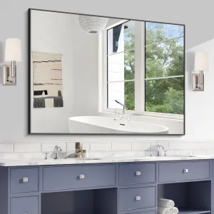 Black Rectangle Mirror, 36"x48" Bathroom Mirrors for Over Sink, Large Black Wall Mounted Mirror, Metal Framed Mirror for Wall, Vanity Mirror for Bathroom Living Room Bedroom Dining Room