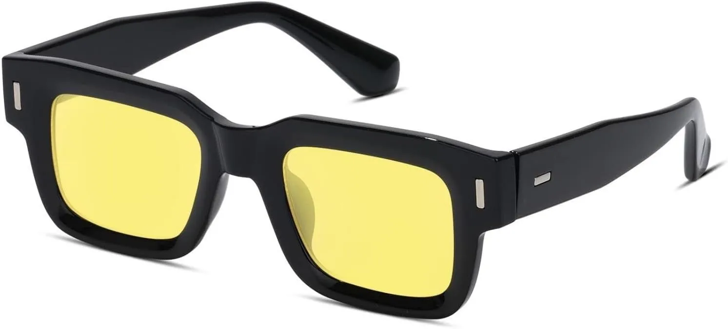 Black Square Trendy Sunglasses Womens Mens Vintage Retro Rectangle Sun Glasses Fashion Classic Shades