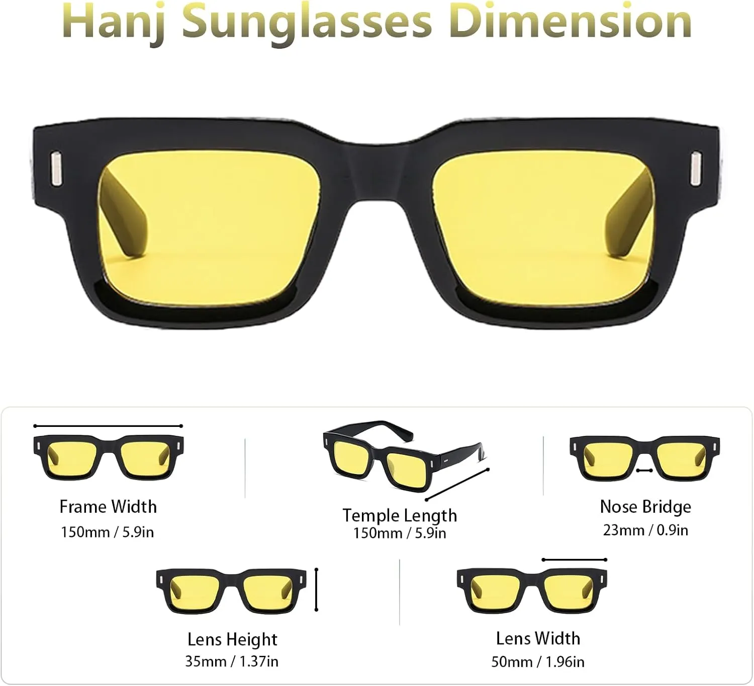 Black Square Trendy Sunglasses Womens Mens Vintage Retro Rectangle Sun Glasses Fashion Classic Shades