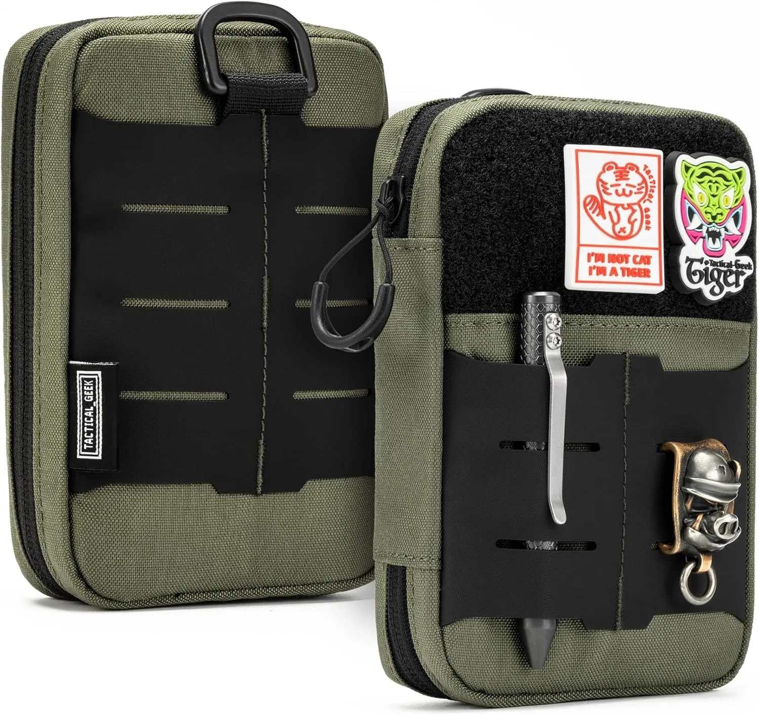 Block E2.0 EDC Compact Waist Pocket Pouch, Multi-Purpose Molle EDC Pouch Gadget Organizer, Multi-Purpose Molle Tool Pouch for Multitools, Nylon Daily Utility Tool Organizer Bag Green