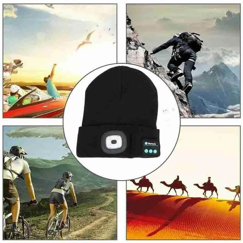 Bluetooth Speaker Beanie - Unisex Winter Headlamp Hat