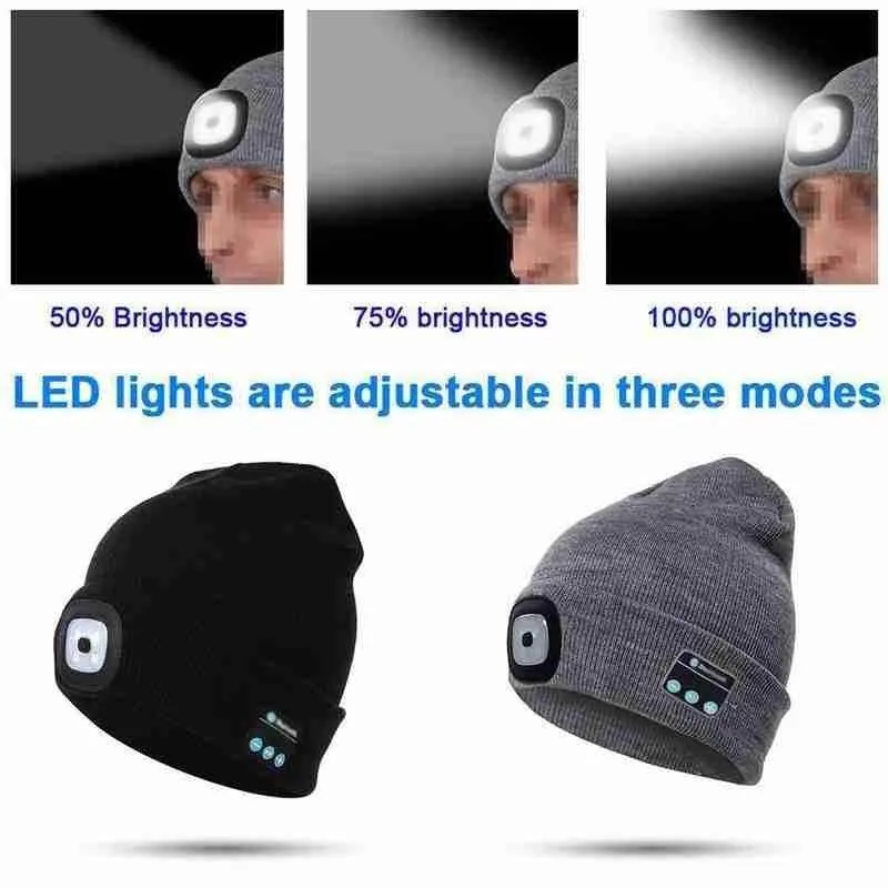 Bluetooth Speaker Beanie - Unisex Winter Headlamp Hat