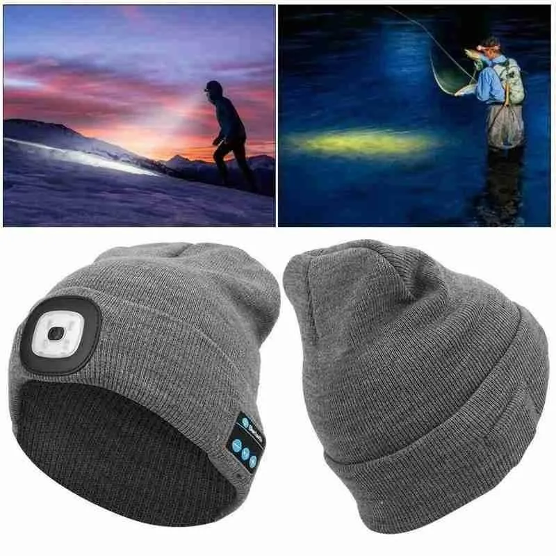 Bluetooth Speaker Beanie - Unisex Winter Headlamp Hat